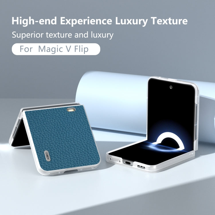 For Honor Magic V Flip ABEEL Genuine Leather Litchi Texture Phone Case