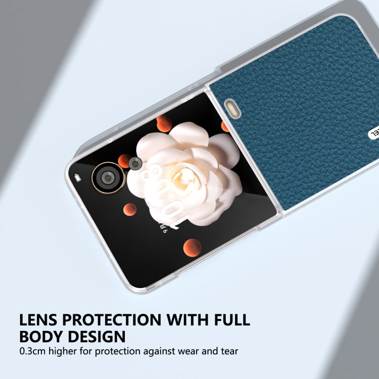 For Honor Magic V Flip ABEEL Genuine Leather Litchi Texture Phone Case