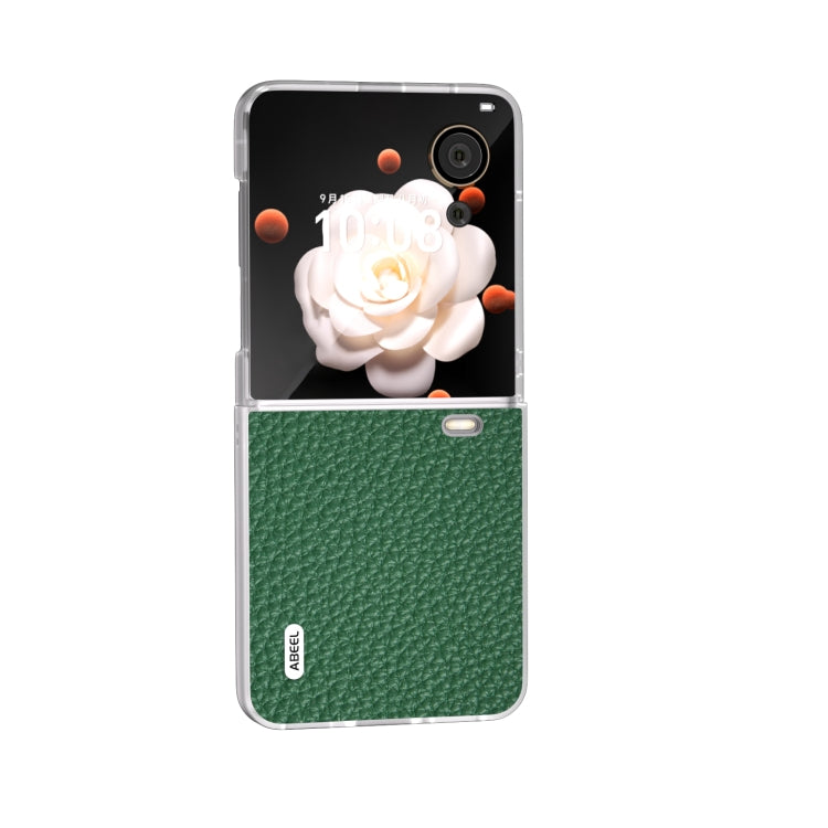 For Honor Magic V Flip ABEEL Genuine Leather Litchi Texture Phone Case
