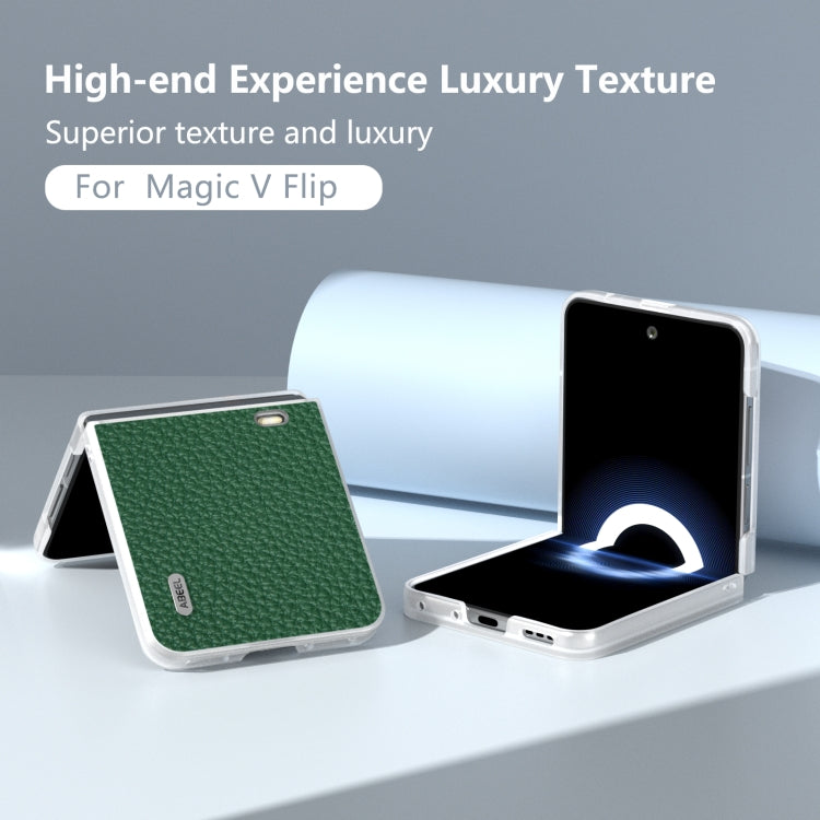 For Honor Magic V Flip ABEEL Genuine Leather Litchi Texture Phone Case