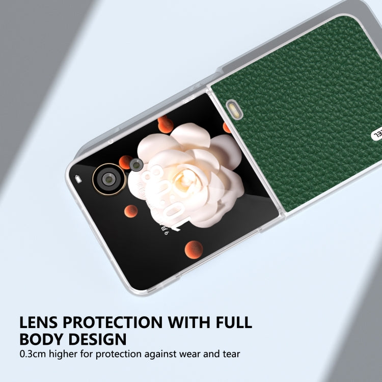For Honor Magic V Flip ABEEL Genuine Leather Litchi Texture Phone Case
