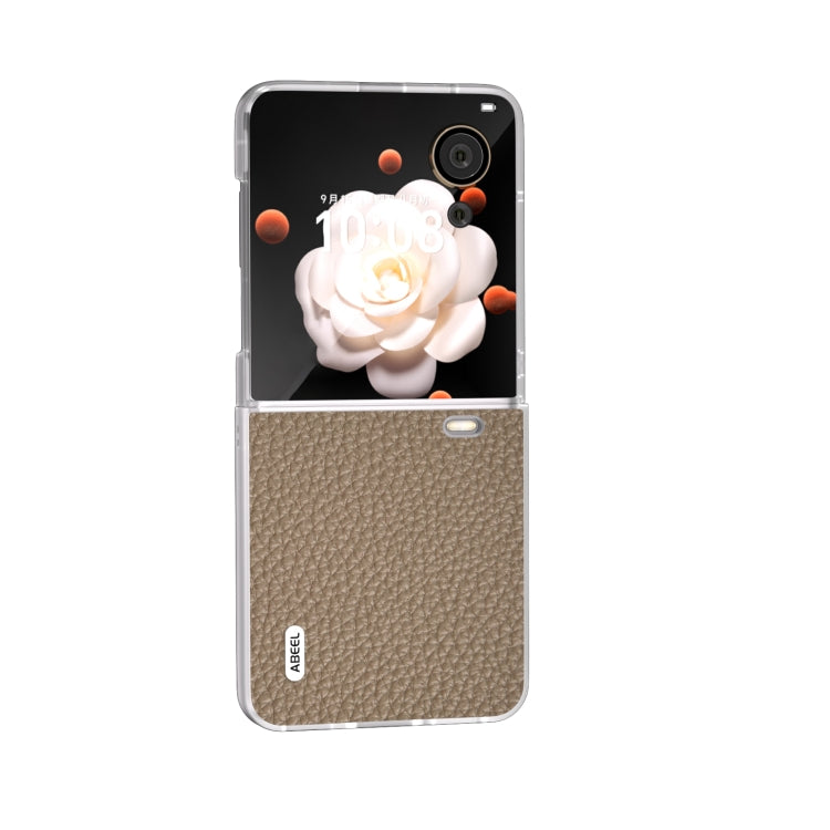 For Honor Magic V Flip ABEEL Genuine Leather Litchi Texture Phone Case
