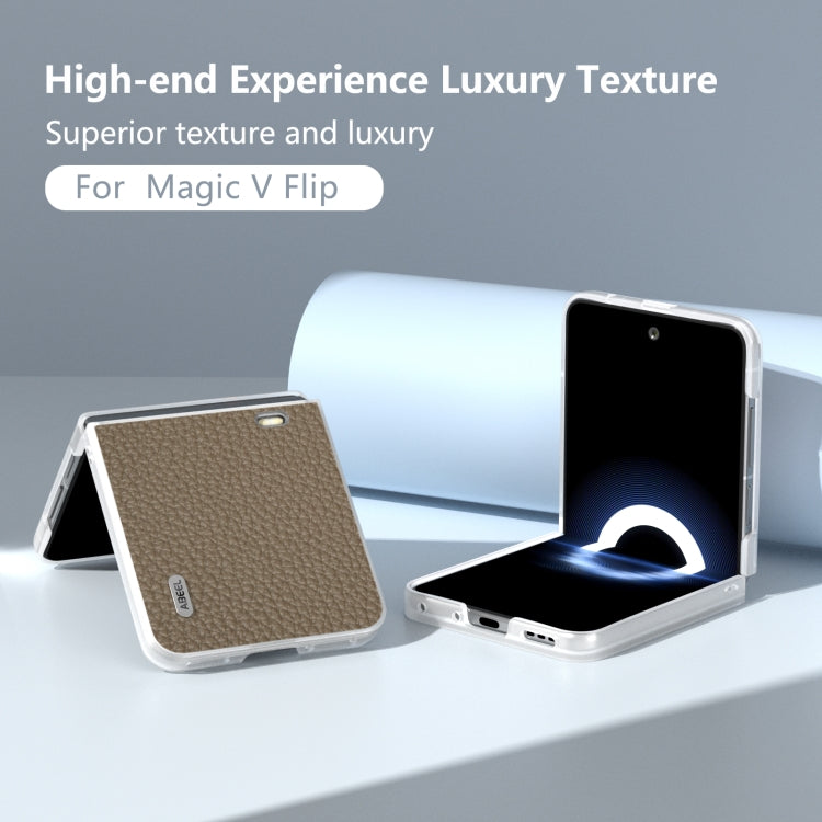 For Honor Magic V Flip ABEEL Genuine Leather Litchi Texture Phone Case