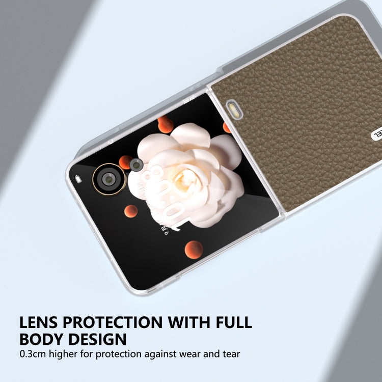 For Honor Magic V Flip ABEEL Genuine Leather Litchi Texture Phone Case