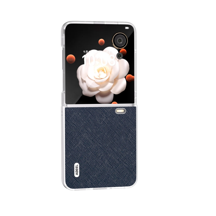 For Honor Magic V Flip ABEEL Cross Texture Genuine Leather Phone Case