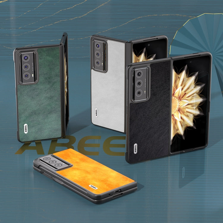 For Honor Magic V2 Dual Color Lichi Texture PU Phone Case