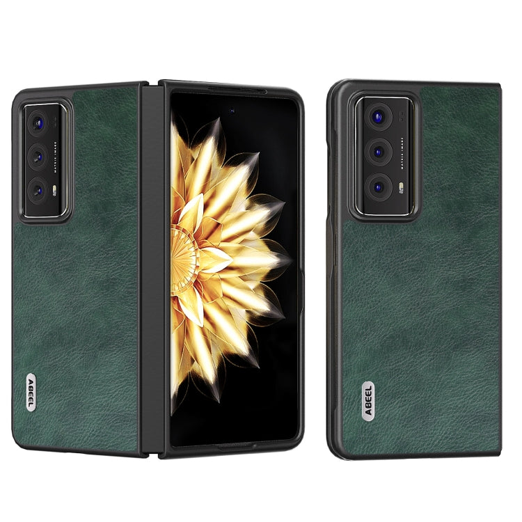 For Honor Magic V2 Dual Color Lichi Texture PU Phone Case