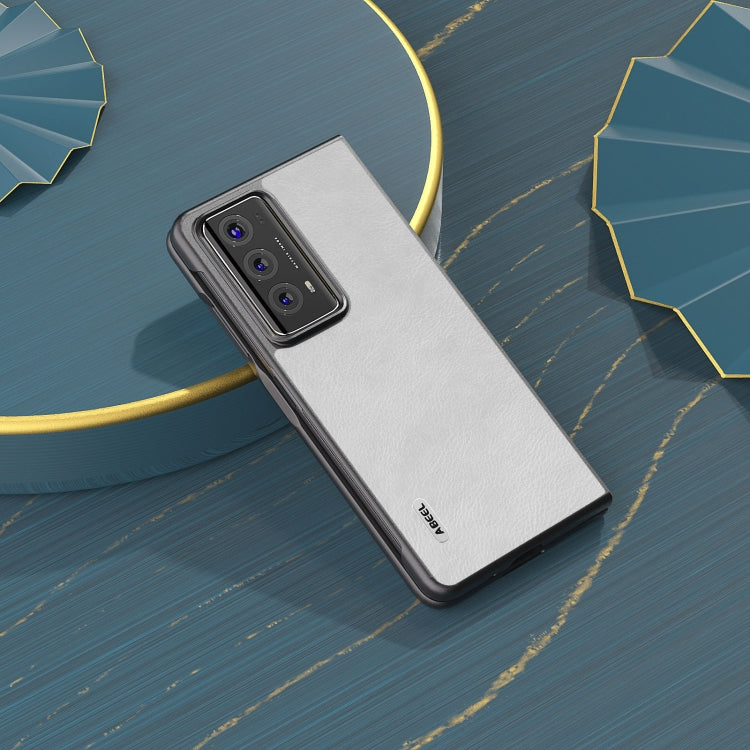 For Honor Magic V2 Dual Color Lichi Texture PU Phone Case