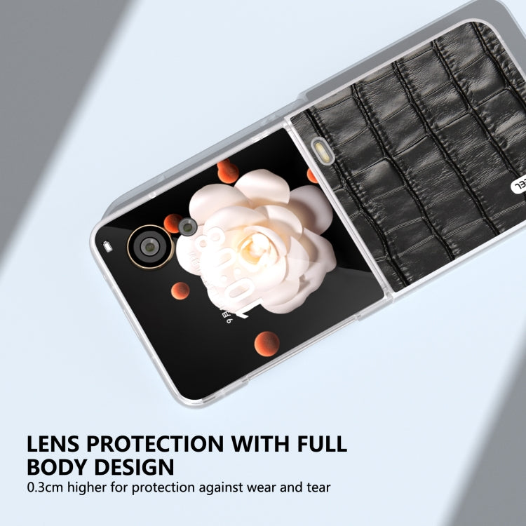 For Honor Magic V Flip ABEEL Crocodile Texture Genuine Leather Phone Case