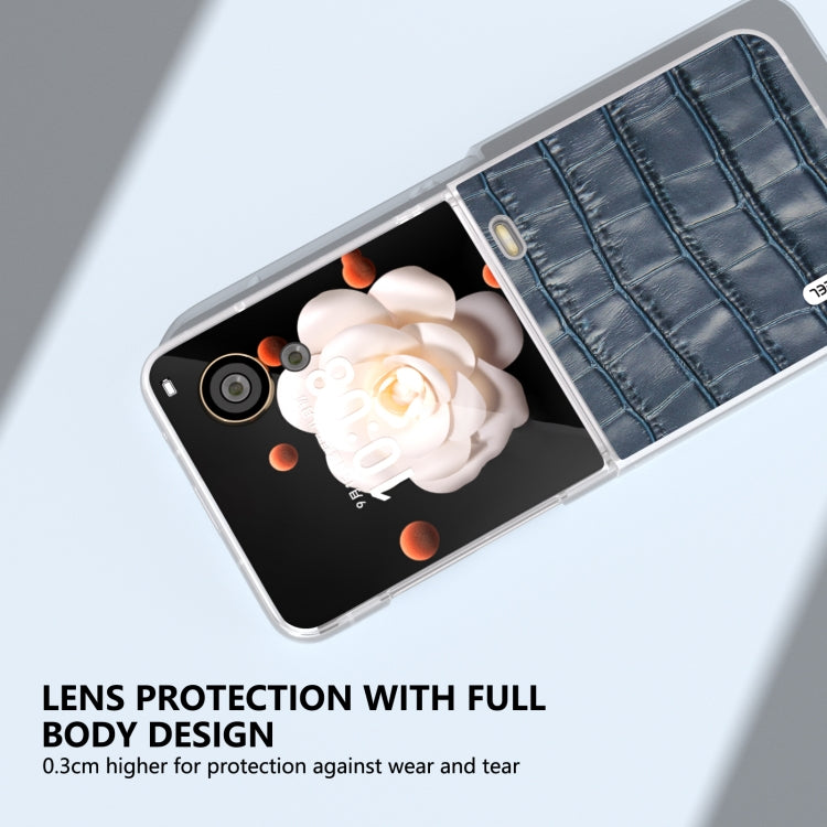 For Honor Magic V Flip ABEEL Crocodile Texture Genuine Leather Phone Case