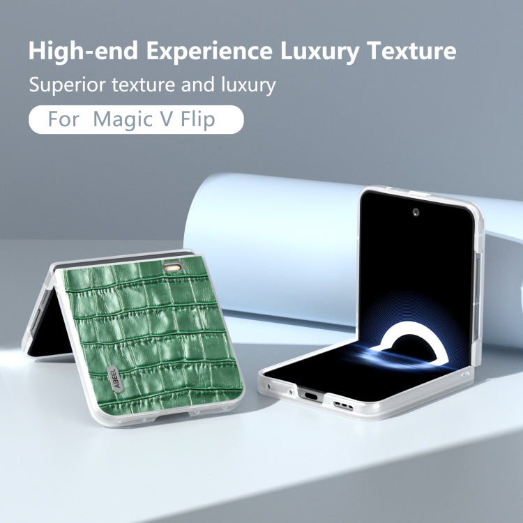For Honor Magic V Flip ABEEL Crocodile Texture Genuine Leather Phone Case