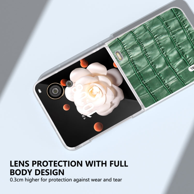 For Honor Magic V Flip ABEEL Crocodile Texture Genuine Leather Phone Case