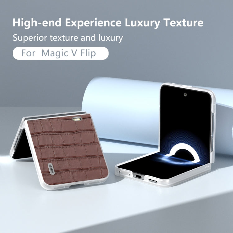 For Honor Magic V Flip ABEEL Crocodile Texture Genuine Leather Phone Case