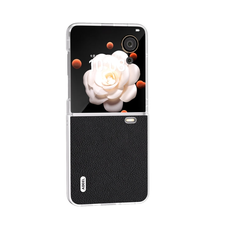 For Honor Magic V Flip ABEEL Genuine Leather + PC Litchi Texture Phone Case