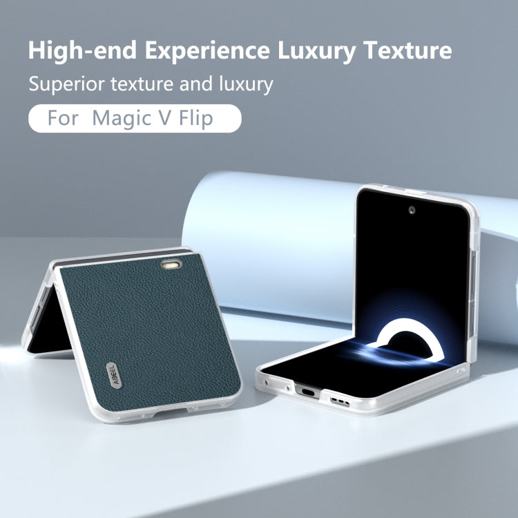 For Honor Magic V Flip ABEEL Genuine Leather + PC Litchi Texture Phone Case