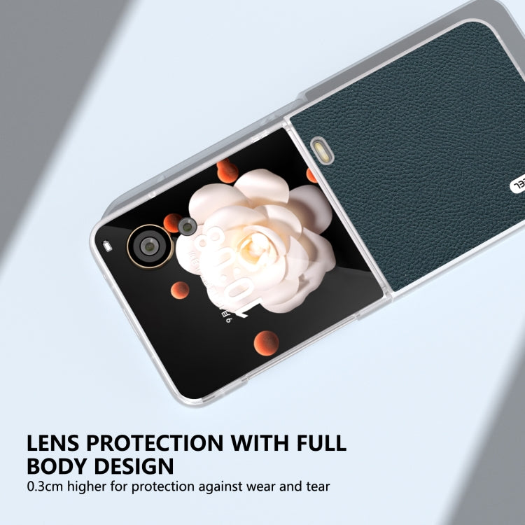 For Honor Magic V Flip ABEEL Genuine Leather + PC Litchi Texture Phone Case