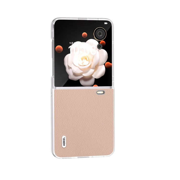 For Honor Magic V Flip ABEEL Genuine Leather + PC Litchi Texture Phone Case