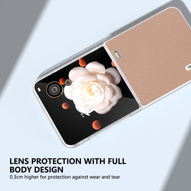 For Honor Magic V Flip ABEEL Genuine Leather + PC Litchi Texture Phone Case