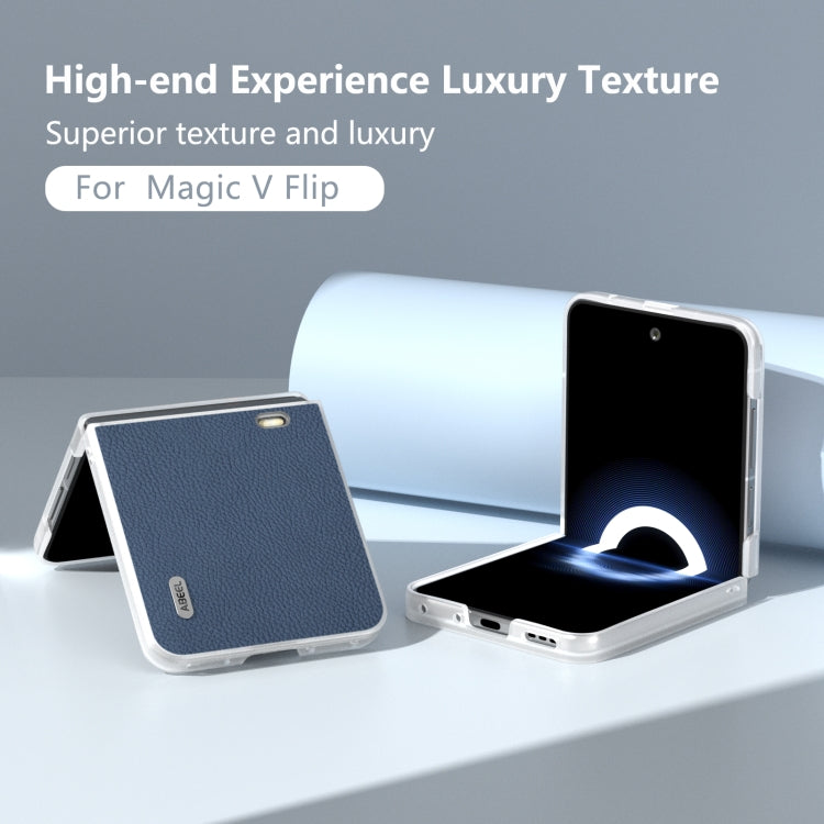 For Honor Magic V Flip ABEEL Genuine Leather + PC Litchi Texture Phone Case