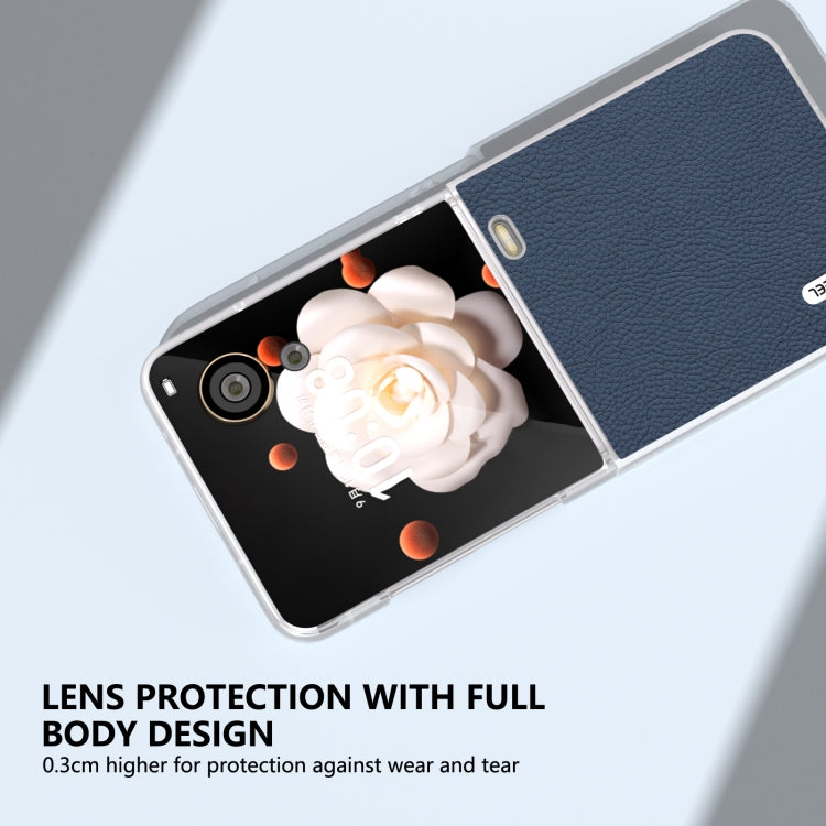 For Honor Magic V Flip ABEEL Genuine Leather + PC Litchi Texture Phone Case