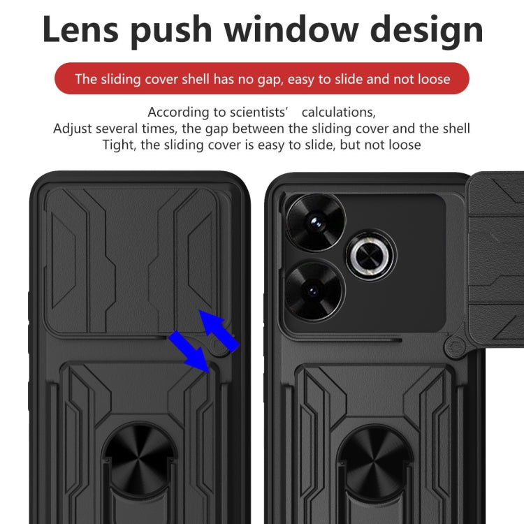 For Redmi 13 4G Global Sliding Camshield TPU+PC Phone Case with Card Slot