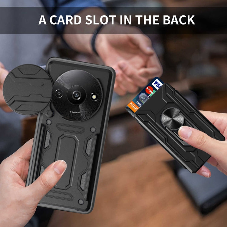 For Redmi A3 Sliding Camshield TPU+PC Phone Case with Card Slot