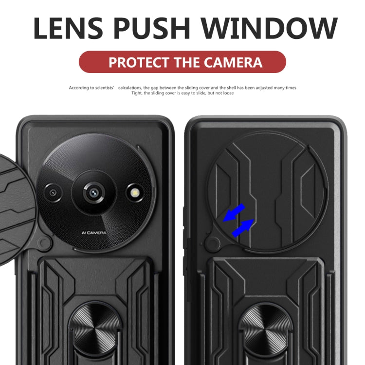 For Redmi A3 Sliding Camshield TPU+PC Phone Case with Card Slot