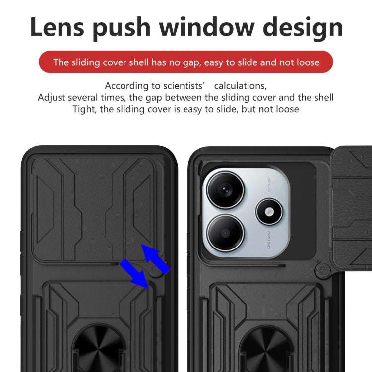 For Redmi Note 14 5G Sliding Camshield TPU+PC Phone Case with Card Slot