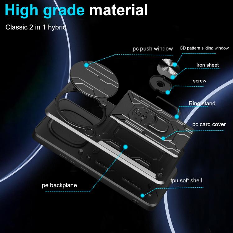 For Redmi Note 14 Pro 4G Sliding Camshield TPU+PC Phone Case with Card Slot
