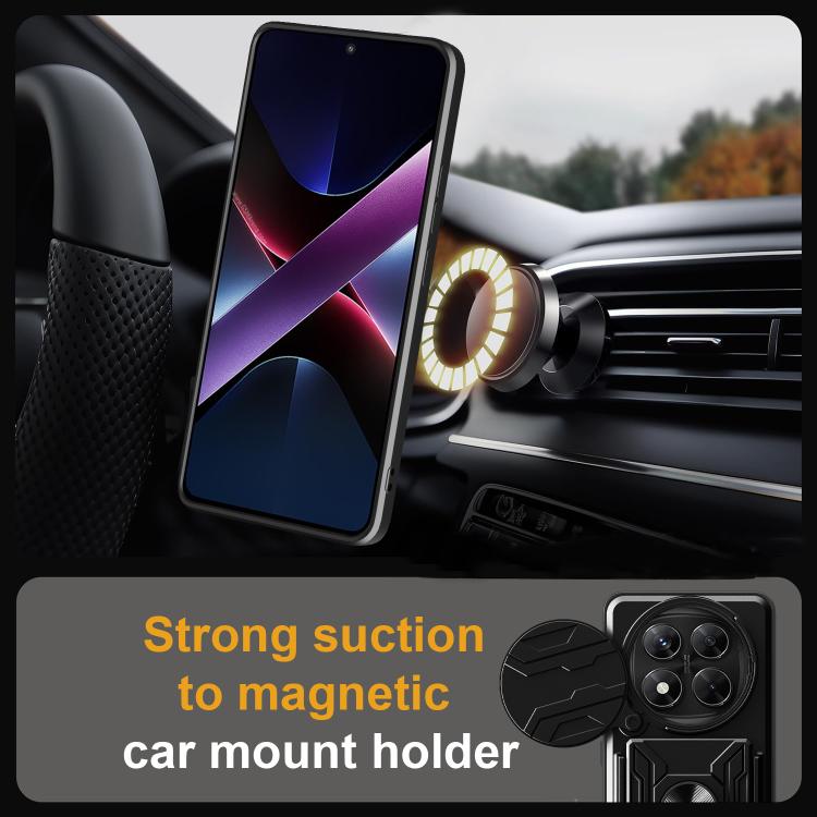For Redmi Note 14 Pro 4G Sliding Camshield TPU+PC Phone Case with Card Slot