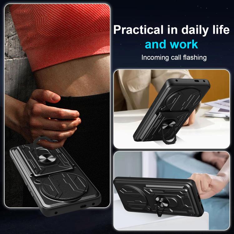 For Redmi Note 14 Pro 4G Sliding Camshield TPU+PC Phone Case with Card Slot