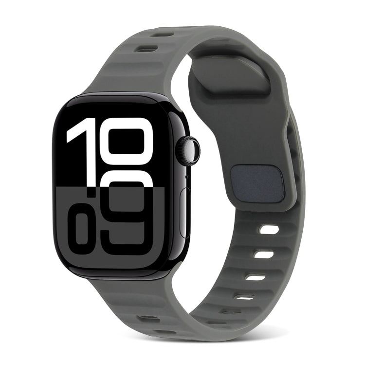 For Apple Watch Series 10 46mm Square Buckle Stripes Silicone Watch Band