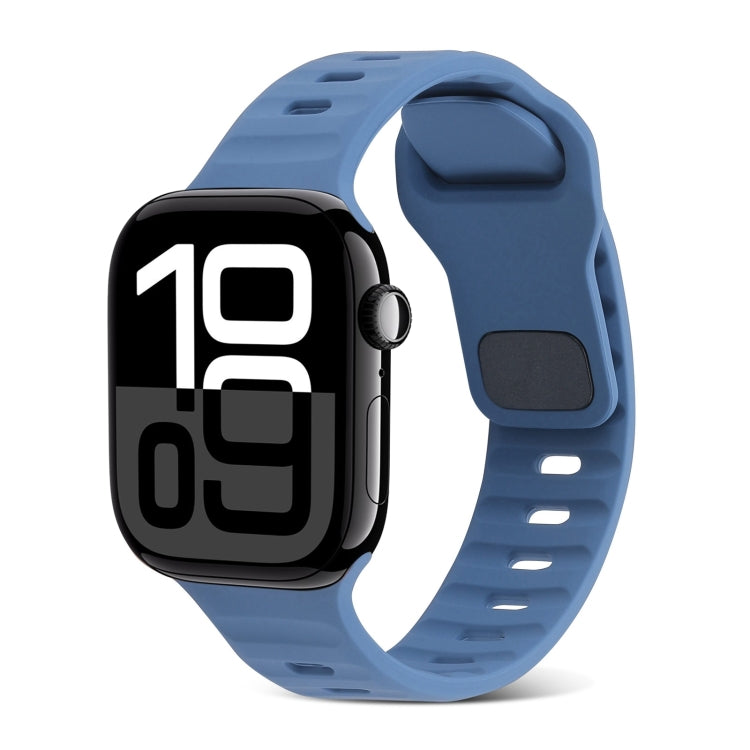 For Apple Watch Series 10 46mm Square Buckle Stripes Silicone Watch Band
