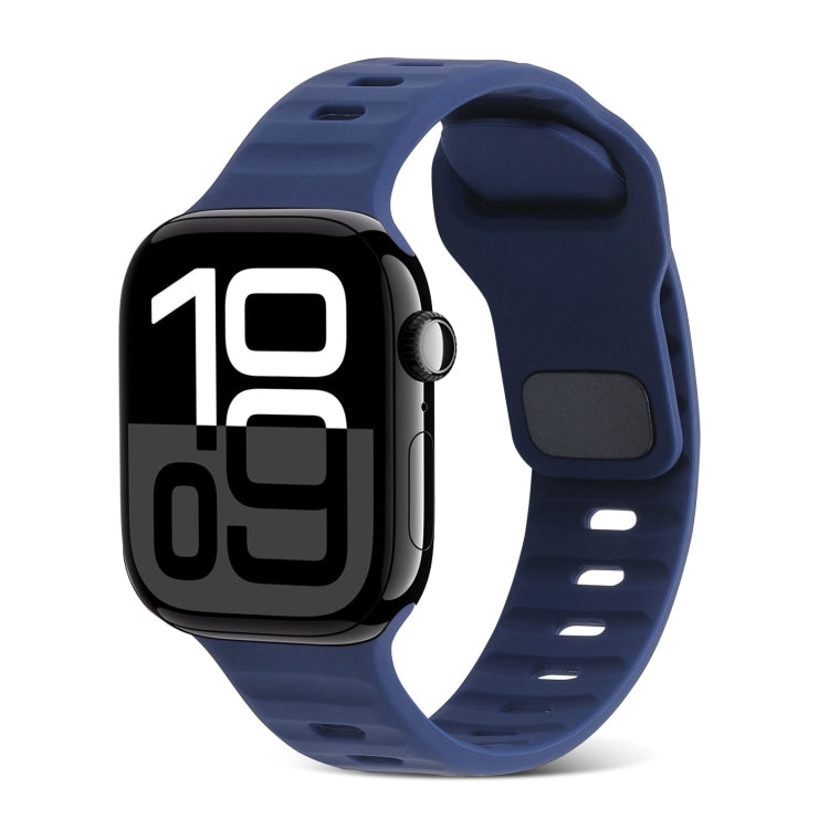 For Apple Watch Series 10 46mm Square Buckle Stripes Silicone Watch Band