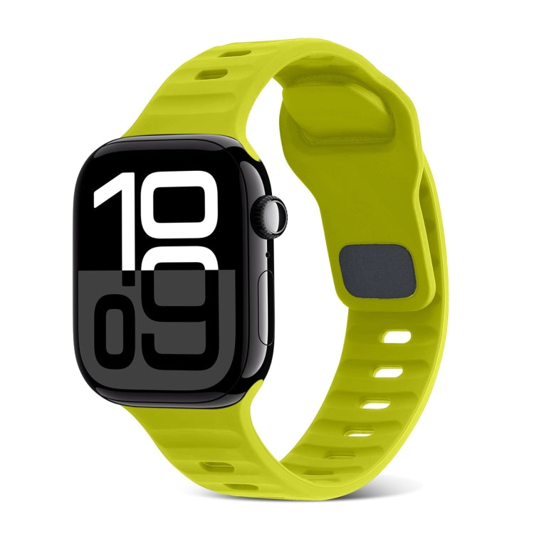 For Apple Watch Series 10 46mm Square Buckle Stripes Silicone Watch Band
