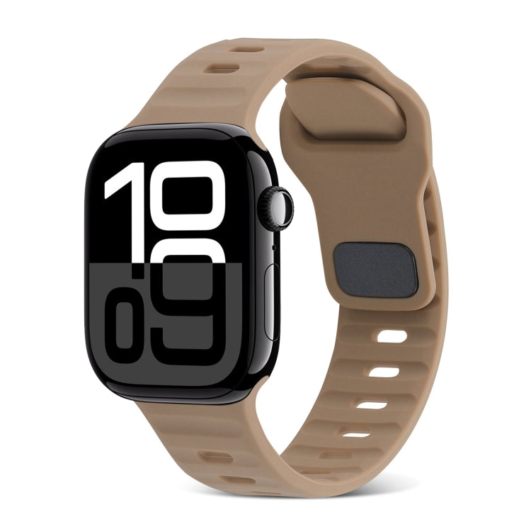 For Apple Watch Series 10 46mm Square Buckle Stripes Silicone Watch Band
