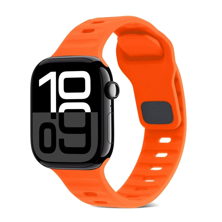 For Apple Watch Series 10 42mm Square Buckle Stripes Silicone Watch Band
