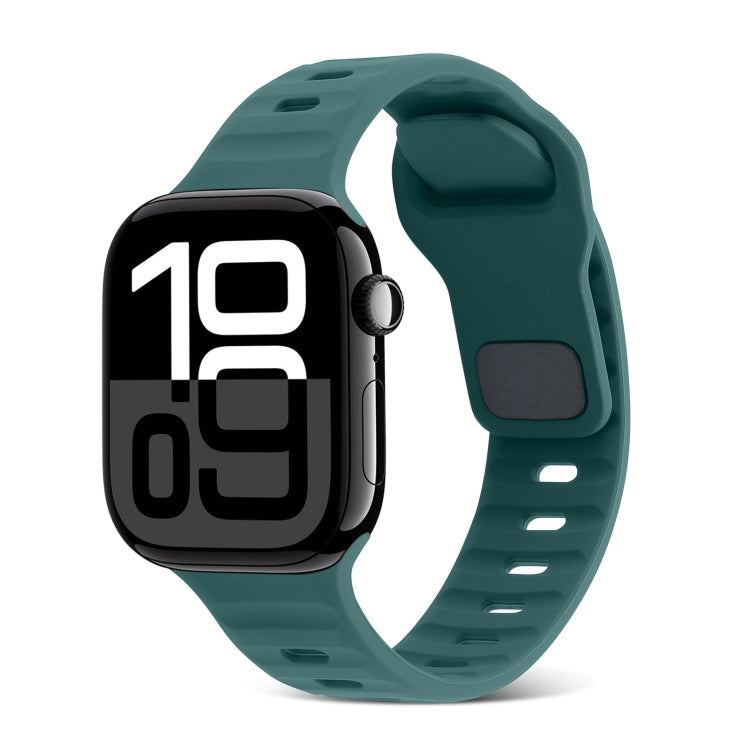 For Apple Watch Series 10 42mm Square Buckle Stripes Silicone Watch Band