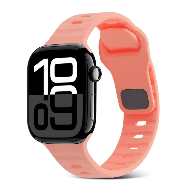 For Apple Watch Series 10 42mm Square Buckle Stripes Silicone Watch Band