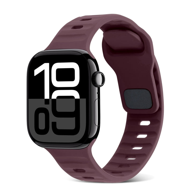 For Apple Watch Series 10 42mm Square Buckle Stripes Silicone Watch Band