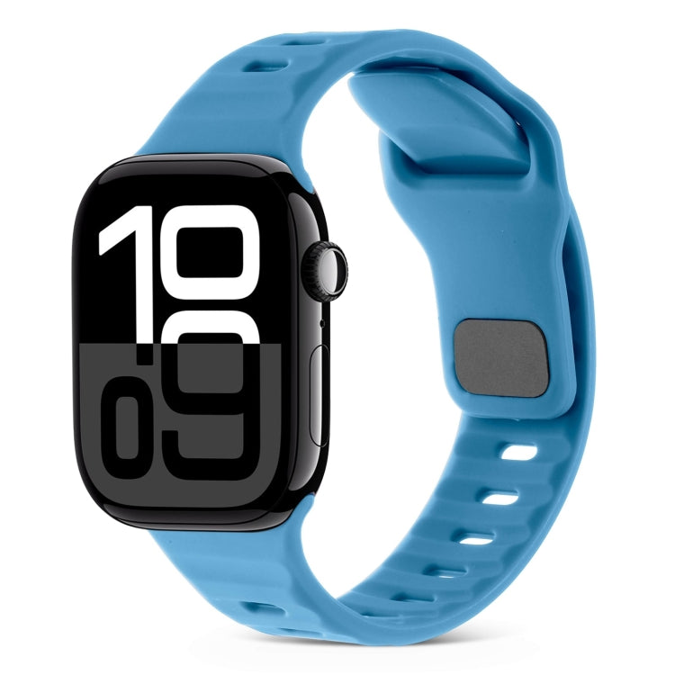 For Apple Watch Series 10 42mm Square Buckle Stripes Silicone Watch Band