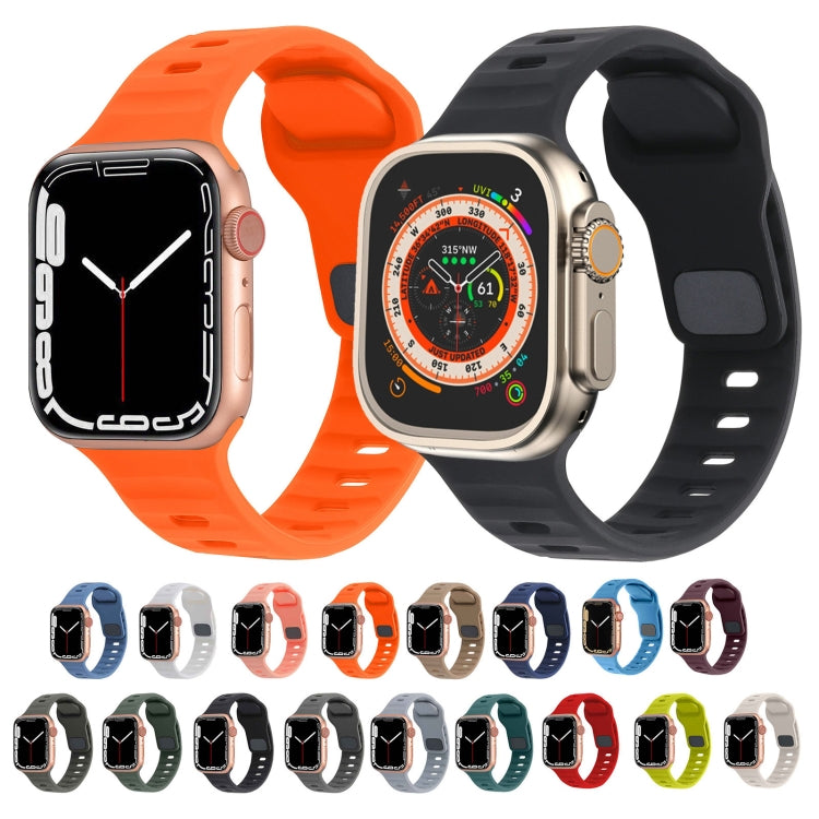 For Apple Watch Series 10 46mm Square Buckle Stripes Silicone Watch Band