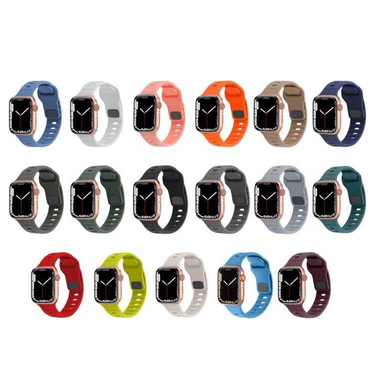 For Apple Watch Series 10 46mm Square Buckle Stripes Silicone Watch Band