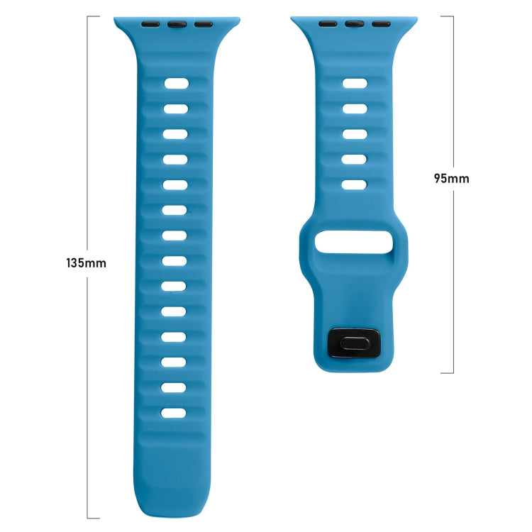 For Apple Watch Series 10 42mm Square Buckle Stripes Silicone Watch Band