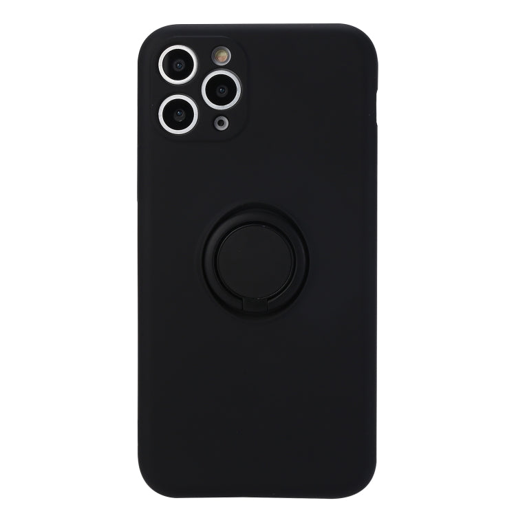 For iPhone 11 Solid Color Liquid Silicone Shockproof Full Coverage Protective Case with Ring Holder