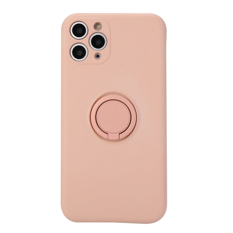 For iPhone 11 Pro Solid Color Liquid Silicone Shockproof Full Coverage Protective Case with Ring Holder