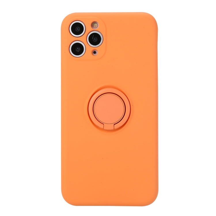 For iPhone 11 Pro Solid Color Liquid Silicone Shockproof Full Coverage Protective Case with Ring Holder
