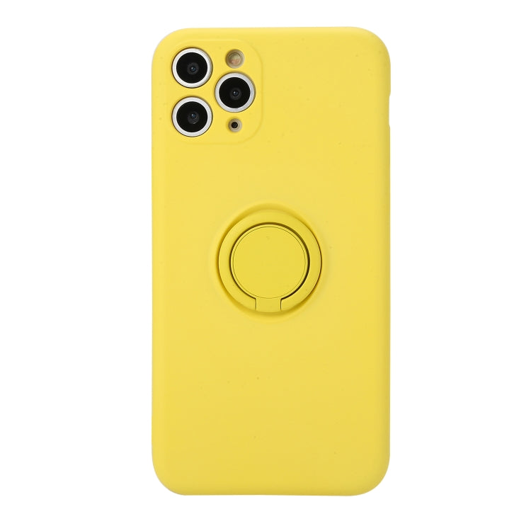 For iPhone 11 Pro Solid Color Liquid Silicone Shockproof Full Coverage Protective Case with Ring Holder