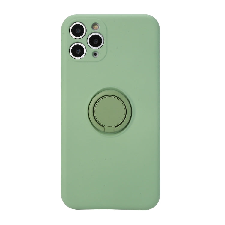 For iPhone 11 Pro Max Solid Color Liquid Silicone Shockproof Full Coverage Protective Case with Ring Holder