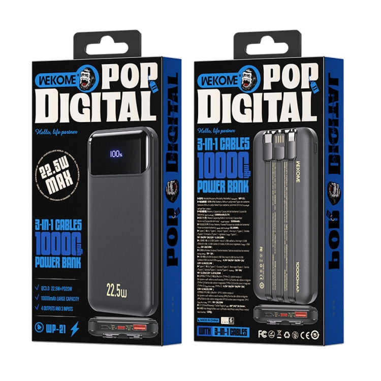 WK WP-21 22.5W 10000mAh Super Fast Charging Power Bank with Cable